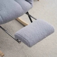 Teddy Fabric Tufted Modern Rocker with Pull-out Footrest, Sofa Chair with Upholstered Ergonomic Backrest, 80x70x95 cm, Grey(m-8)