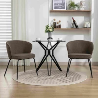 2 Pack Wingback Design Boucle Chair with 4 Black Legs, Upholstered Accent Chair for Various Indoor Spaces, 62x63.5x75 cm, Brown(m-7)