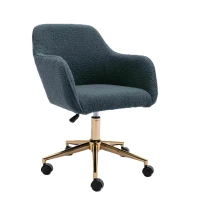 Adjustable Height Ergonomic Swivel Executive Office Chair with Gold Legs, 58x58x86 cm, Green(m-2)