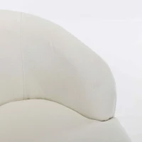 Chenille Fabric Swivel Armchair with Ergonomic Backrest and Wooden Frame, Sofa Chairs for Living Room, 64x64x71 cm, Ivory(m-6)