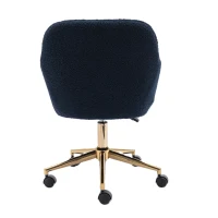 Adjustable Height Ergonomic Swivel Executive Office Chair with Gold Legs, 58x58x86 cm, Dark Blue(m-10)