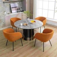 2 Pack Modern Lounge Chair with Black Powder Coated Metal Legs, Wingback Armchair for Dining Table, 58x58x78 cm, Orange(m-5)