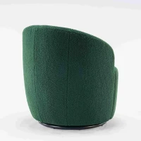 Teddy Fabric Swivel Armchair with Ergonomic Backrest and 360° Rotation, Sofa Chairs for Reading Room, 64x64x71 cm, Dark Green(m-9)