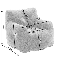 Soft Tufted Foam Bean Bag Snuggle Chair with Teddy Fabric, Ergonomic Backrest, 100x94x70 cm, White Teddy(m-3)