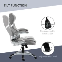 Vinsetto Linen-Look Office Chair, with Adjustable Height and Tension - Grey(m-5)