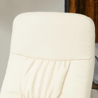 HOMCOM Swivel Recliner Chair with Footstool, PU Leather Armchair and Ottoman with High Back and Round Base for Living Room, Cream White(m-8)