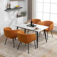 2 Pack Modern Lounge Chair with Black Powder Coated Metal Legs, Wingback Armchair for Dining Table, 58x58x78 cm, Orange(m-6)