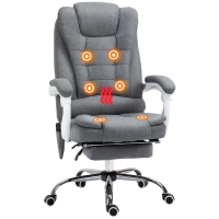 Vinsetto Ergonomische massage bureaustoel met 6 Vibratiepunten, Verstelbare Rugleuning en 360° Draaistoel Grijs