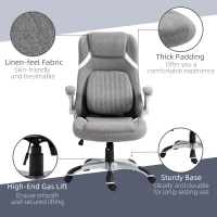 Vinsetto Linen-Look Office Chair, with Adjustable Height and Tension - Grey(m-9)
