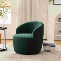 Teddy Fabric Swivel Armchair with Ergonomic Backrest and 360° Rotation, Sofa Chairs for Reading Room, 64x64x71 cm, Dark Green(m-1)