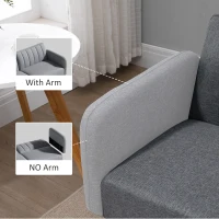 HOMCOM Two Seater Sofa Bed, Convertible Linen Fabric Sofa Couch, Click Clack Sofabed with Adjustable Split Backrest for Living Room, Bedroom, Guest Room, Grey(m-7)