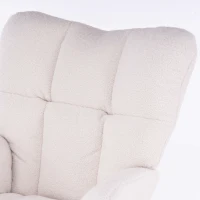 Teddy Fabric Modern Rocker with Padded Seat, Metal Base, Tufted Upholstered Comfy Chairs for Outdoor, Indoor, 80x70x95 cm, White(m-8)