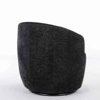 Chenille Fabric Swivel Armchair with Ergonomic Backrest, Wooden Frame, Sofa Chairs for Living Room, 64x64x71 cm, Black(m-8)