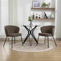 2 Pack Wingback Design Boucle Chair with 4 Black Legs, Upholstered Accent Chair for Various Indoor Spaces, 62x63.5x75 cm, Brown(m-1)