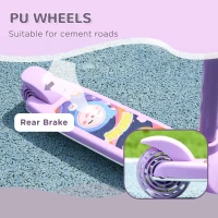 AIYAPLAY Kids 3 Wheel Scooter for 2-6 Years Old w/ Adjustable Height, LED Light, TPE Handlebar, Purple(m-5)