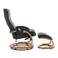 Electric Recliner Armchair with 5 Point Massage, Ottoman Footstool, Bentwood Base, Swivel Lounger Chair for Living Room, 85x67x103 cm, Black(m-8)