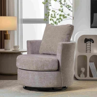 Chenille Swivel Recliner with Back Cushion, Thick Foam Pad, 360° Rotation, 78.5x83x86 cm, Light Grey(m-4)