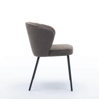 2 Pack Wingback Design Boucle Chair with 4 Black Legs, Upholstered Accent Chair for Various Indoor Spaces, 62x63.5x75 cm, Brown(m-11)