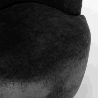 Chenille Fabric Swivel Armchair with Ergonomic Backrest, Wooden Frame, Sofa Chairs for Living Room, 64x64x71 cm, Black(m-6)