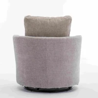 Chenille Swivel Recliner with Back Cushion, Thick Foam Pad, 360° Rotation, 78.5x83x86 cm, Light Grey(m-8)
