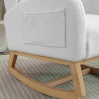 Modern Teddy Fabric Upholstered Rocking Chair Set, Wingback Padded Seat for Living Room or Bedroom, 96.5x71x101 cm, White(m-5)
