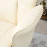 HOMCOM Swivel Recliner Chair with Footstool, PU Leather Armchair and Ottoman with High Back and Round Base for Living Room, Cream White(m-7)