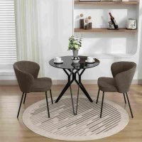 2 Pack Wingback Design Boucle Chair with 4 Black Legs, Upholstered Accent Chair for Various Indoor Spaces, 62x63.5x75 cm, Brown(m-9)