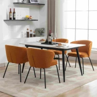 2 Pack Modern Boucle Fabric Wingback Accent Chairs with Black Powder Coated Metal Legs, 62x63.5x75 cm, Orange(m-7)