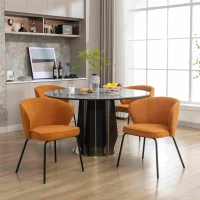 2 Pack Modern Boucle Fabric Wingback Accent Chairs with Black Powder Coated Metal Legs, 62x63.5x75 cm, Orange(m-6)