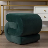 Velvet Ottoman Pouffe Wavy Pouf, S-Shape Wavy Foot Stool, No Assembly Required 50×46×46 cm, Green(m-4)