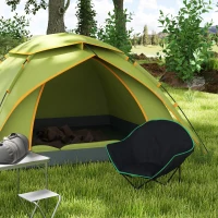 Outsunny Campingstuhl Klappstuhl Oxford-Gewebe belastbar bis 160 kg Schwarz+Grün 139,5 x 85 x 93 cm(m-2)