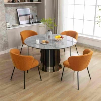 Wingback Chair with Metal Fram & Foam Filling, for Living Room, Coffee Shops, Boucle Fabric - Orange(m-5)