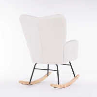 Teddy Fabric Modern Rocker with Padded Seat, Metal Base, Tufted Upholstered Comfy Chairs for Outdoor, Indoor, 80x70x95 cm, White(m-11)