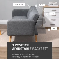 HOMCOM Two Seater Sofa Bed, Convertible Linen Fabric Sofa Couch, Click Clack Sofabed with Adjustable Split Backrest for Living Room, Bedroom, Guest Room, Grey(m-5)