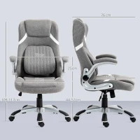 Vinsetto Linen-Look Office Chair, with Adjustable Height and Tension - Grey(m-3)