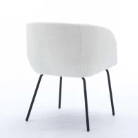 2 Pack Modern Boucle Chair with Black Powder Coated Metal Legs and Wing Back, Fabric Lounge Chair for Dining Table, 58x58x78 cm, Beige(m-11)