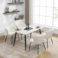 2 Pack Boucle Fabric Wingback Modern Accent Chairs with Black Metal Legs, 62x63.5x75 cm, Beige(m-6)