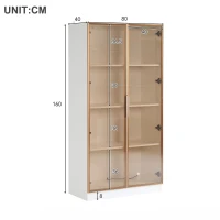 Lot de 2 vitrines en verre avec éclairage LED 16 couleurs, portes battantes et étagères réglables, 80x40x160 cm, meuble haut pour salon, Blanc(m-3)