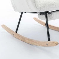 Teddy Fabric Upholstered Rocking Chair with Pull-out Footrest, Ergonomic Backrest, Modern rocker for Reading, Relaxing, 80x70x95 cm, White(m-7)