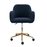 Adjustable Height Ergonomic Swivel Executive Office Chair with Gold Legs, 58x58x86 cm, Dark Blue(m-9)