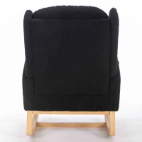 Modern Teddy Fabric Upholstered Wingback Chair with Padded Seat, Comfy Chairs for Living Room, Bedroom, 96.5x71x101 cm, Black(m-9)