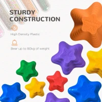 Outsunny 6-Piece Kids Balance Stepping Stones, Starfish Style Non-slip Obstacle Course, Stackable Balance Blocks Garden Toys Encourage Toddler Balance Indoor Outdoor(m-6)