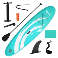 Outsunny Tabla de Paddle Surf Hinchable 300x76x15 cm Tabla de Stand Up Paddling Inflable con Remo Ajustable Aletas Cubierta Antideslizante Bomba y Bolsa de Transporte Azul(m-10)
