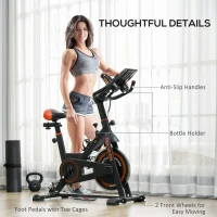 HOMCOM Exercise Bike, 8kg Flywheel Stationary Bike Indoor Cycling Machine with Adjustable Resistance Seat Handlebar, Black(m-8)