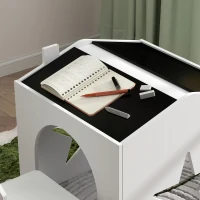 AIYAPLAY Set de 3 Piese cu 2 Scaune pentru Copii și Măsuță cu Tablă, Mobilier pentru Copii, 61x58x59 cm, Alb(m-8)