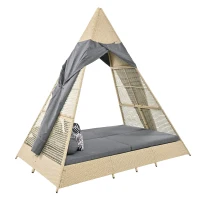 Gartenlounge-Set 231x231cm, Familienfreundlich, mit Vorhang - Ideal für Familie und Freunde, Grau(m-2)