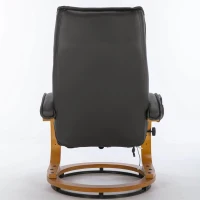 PU Leather Electric Recliner Armchair with 5 Point Massage, Ottoman Footstool, Bentwood Base, 85x67x103 cm, Brown(m-9)