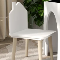 AIYAPLAY Set de 3 Piese cu 2 Scaune pentru Copii și Măsuță cu Tablă, Mobilier pentru Copii, 61x58x59 cm, Alb(m-9)