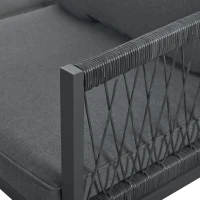 Gartenlounge-Set aus Aluminium mit 2 Sofas und 2 Fußhockern, variabel und verstellbar kombinierbar, für Außen und Innenbereich, Grau(m-8)