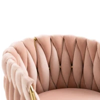 2 Art-déco Barhocker mit Lehne und Fußstütze, höhenverstellbar und 360° drehbar, Rosa(m-8)